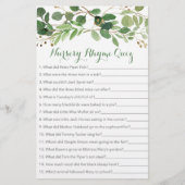 Rustic Green Floral Nursery Rhyme Game (Voorkant)
