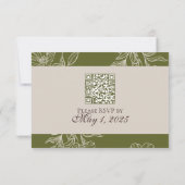 Rustic Green Floral QR Wedding RSVP Kaartje (Achterkant)