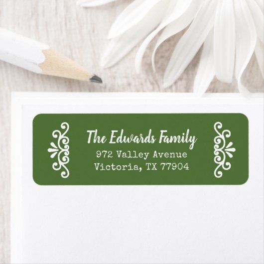 Rustic Green Flourish Return Address Labels (Insitu)