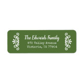 Rustic Green Flourish Return Address Labels (Voorkant)