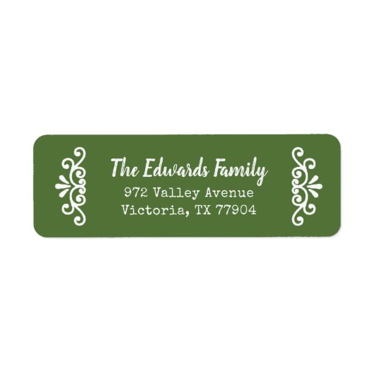 Rustic Green Flourish Return Address Labels (Voorkant)