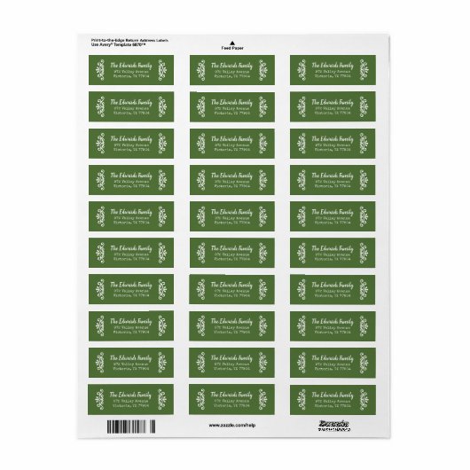 Rustic Green Flourish Return Address Labels (Full Sheet)