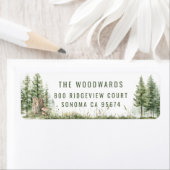 Rustic Green Forest Watercolor Trees  Etiket (Insitu)