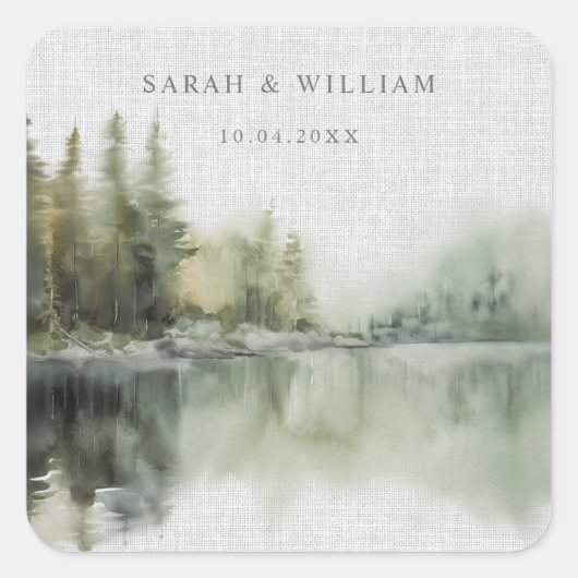 Rustic green forest Wedding Sticker (Voorkant)