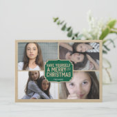 Rustic Green Frame Holiday Photo Card Feestdagenkaart (Staand voorkant)