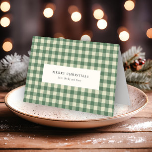 Rustic Green Geruite Moderne Kerstmis Feestdagen Kaart