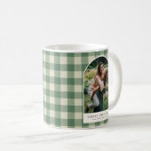 Rustic Green Gingham Arch Foto Moderne Kerst Koffiemok (Voorkant rechts)