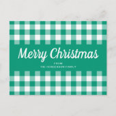Rustic Green Gingham Checkered Merry Kerstmis Briefkaart (Voorkant)
