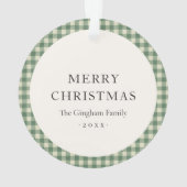 Rustic Green Gingham Foto Moderne Kerstmis Ornament (achterkant)