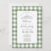 Rustic Green Gingham Holiday Uitnodiging (Voorkant)
