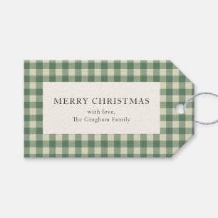 Rustic Green Gingham Modern Kerstmis Cadeaulabel