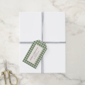Rustic Green Gingham Modern Kerstmis Cadeaulabel (Met Touw)