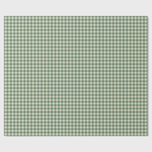 Rustic Green Gingham Modern Kerstmis Cadeaupapier (Vlak)