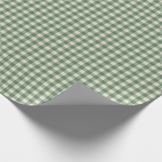 Rustic Green Gingham Modern Kerstmis Cadeaupapier (Hoek)