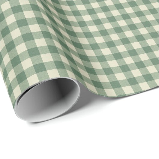 Rustic Green Gingham Modern Kerstmis Cadeaupapier (Rol Hoek)