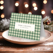 Rustic Green Gingham Modern Kerstmis Feestdagen Kaart