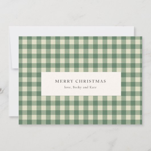 Rustic Green Gingham Modern Kerstmis Feestdagenkaart (Voorkant)