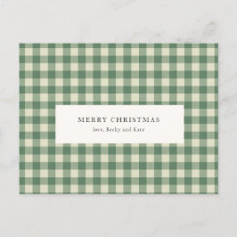 Rustic Green Gingham Modern Kerstmis Feestdagenkaart