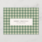Rustic Green Gingham Modern Kerstmis Feestdagenkaart (Voorkant)