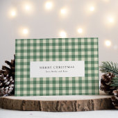 Rustic Green Gingham Modern Kerstmis Feestdagenkaart