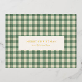 Rustic Green Gingham Modern Kerstmis Folie Feestdagen Briefkaart