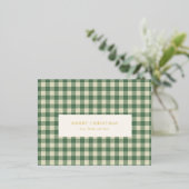 Rustic Green Gingham Modern Kerstmis Folie Feestdagen Briefkaart (Staand Voorkant)