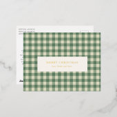 Rustic Green Gingham Modern Kerstmis Folie Feestdagen Briefkaart (Voorkant / Achterkant)