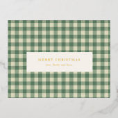 Rustic Green Gingham Modern Kerstmis Folie Feestdagen Briefkaart (Voorkant)