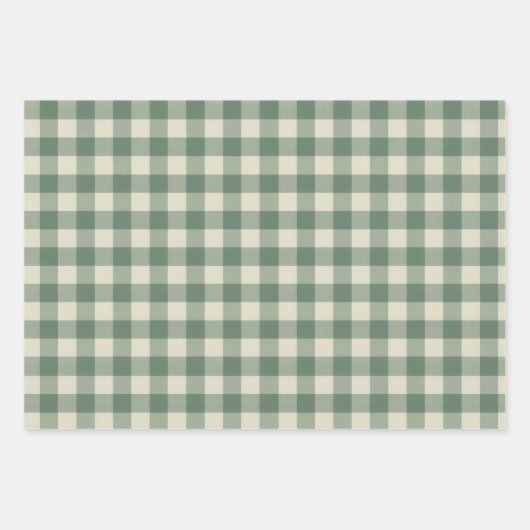 Rustic Green Gingham Modern Kerstmis Inpakpapier Vel (Voorkant 3)