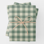 Rustic Green Gingham Modern Kerstmis Inpakpapier Vel (In situ)