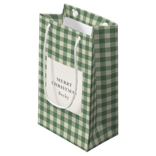 Rustic Green Gingham Modern Kerstmis Klein Cadeauzakje (Voorkant Gekanteld)