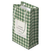 Rustic Green Gingham Modern Kerstmis Klein Cadeauzakje (Achterkant Gekanteld)