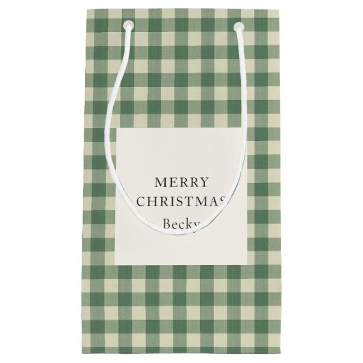 Rustic Green Gingham Modern Kerstmis Klein Cadeauzakje (Voorkant)