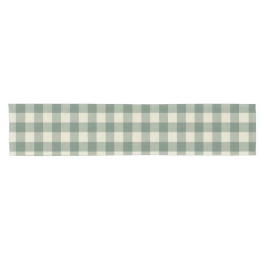 Rustic Green Gingham Modern Kerstmis Korte Tafelloper (Horizontaal)