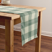 Rustic Green Gingham Modern Kerstmis Korte Tafelloper (Voorbeeld)