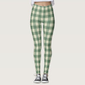 Rustic Green Gingham Modern Kerstmis Leggings (Voorkant)