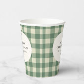 Rustic Green Gingham Modern Kerstmis Papieren Bekers (Rechts)