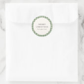 Rustic Green Gingham Modern Kerstmis Ronde Sticker (Tas)