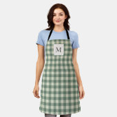 Rustic Green Gingham Modern Kerstmis Schort (Gedragen)