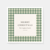 Rustic Green Gingham Modern Kerstmis Servet (Voorkant)