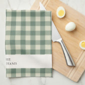 Rustic Green Gingham Modern Kerstmis Theedoek (Quarter Fold)