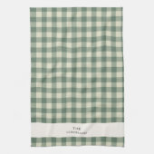 Rustic Green Gingham Modern Kerstmis Theedoek (Verticaal)