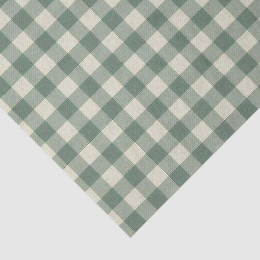Rustic Green Gingham Modern Kerstmis Tissuepapier (Detail)