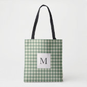Rustic Green Gingham Modern Kerstmis Tote Bag (Voorkant)