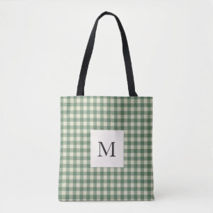 Rustic Green Gingham Modern Kerstmis Tote Bag