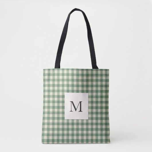 Rustic Green Gingham Modern Kerstmis Tote Bag (Voorkant)