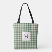 Rustic Green Gingham Modern Kerstmis Tote Bag (Achterkant)
