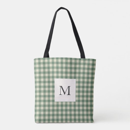 Rustic Green Gingham Modern Kerstmis Tote Bag (Achterkant)