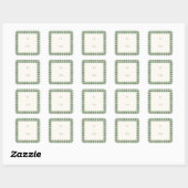 Rustic Green Gingham Modern Kerstmis Vierkante Sticker (Vel)