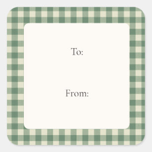 Rustic Green Gingham Modern Kerstmis Vierkante Sticker